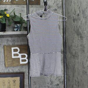 Bcx Juniors Sleeveless Striped Peplum Top 1004D49 Navy / White Stripe M